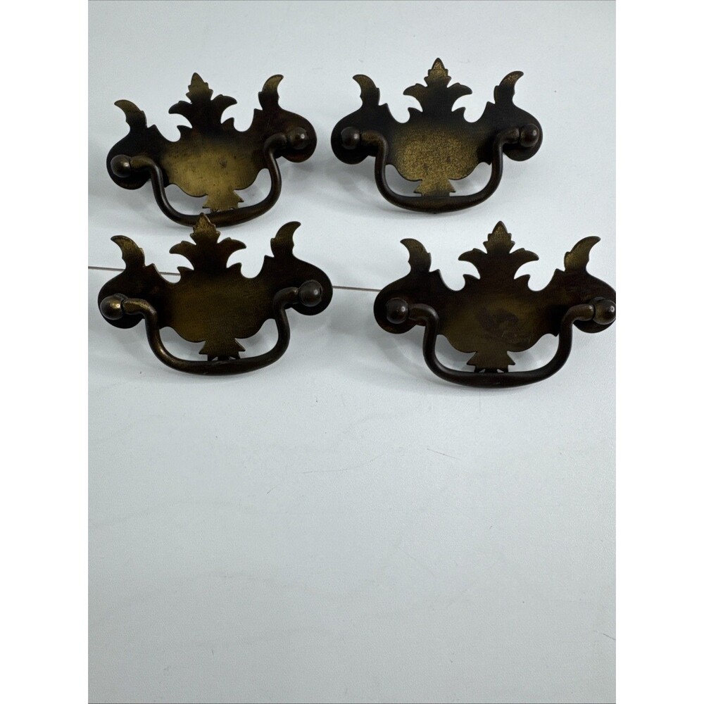 Vintage Brass Furniture Drawer Pulls 4 Bat Wing Chippendale 3 Inch Center